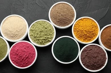 Colourful powdered food flavours